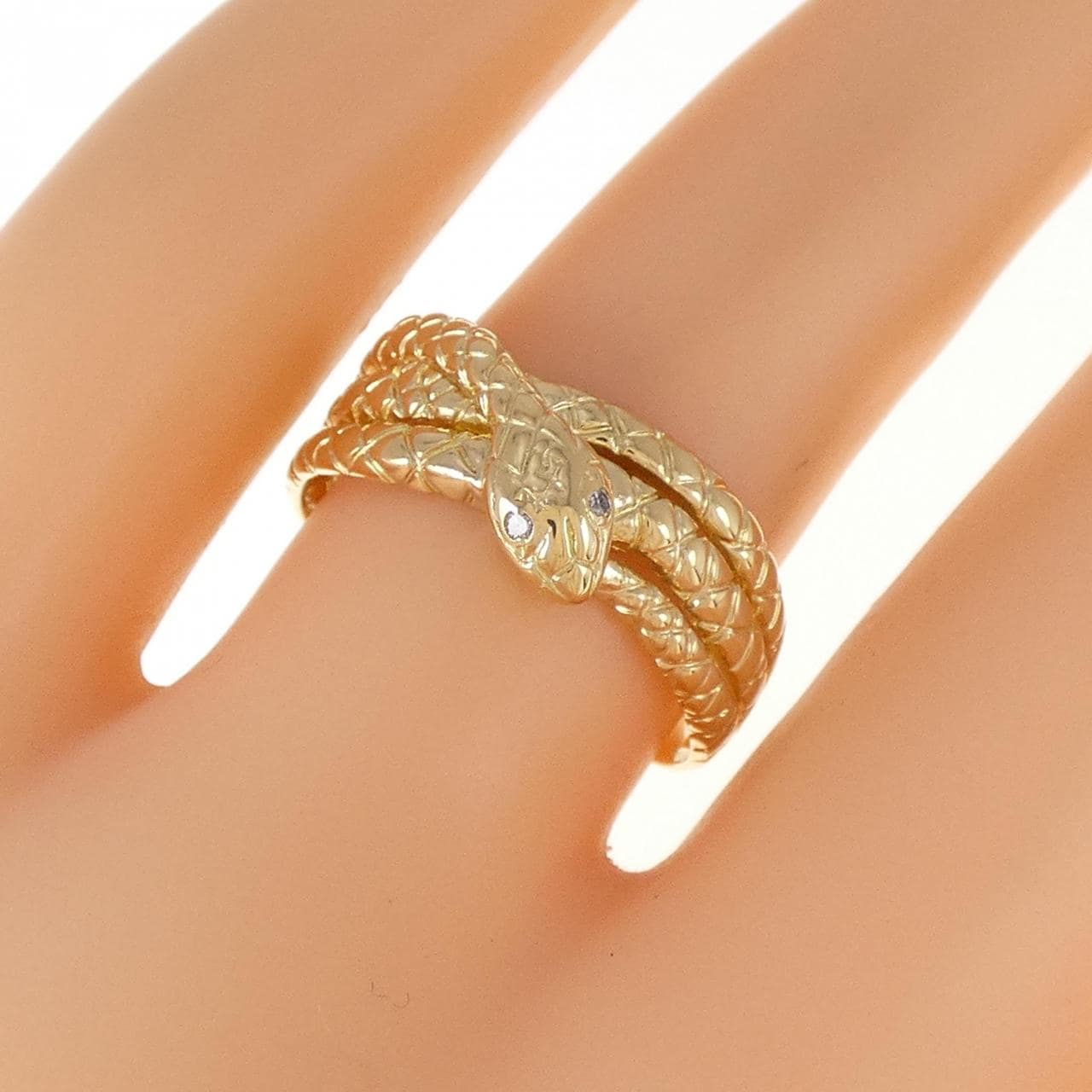 K18YG スネーク ダイヤモンド  リング 0.06CT