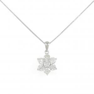 PT900/PT850 フラワー ダイヤモンド ネックレス 1.00CT