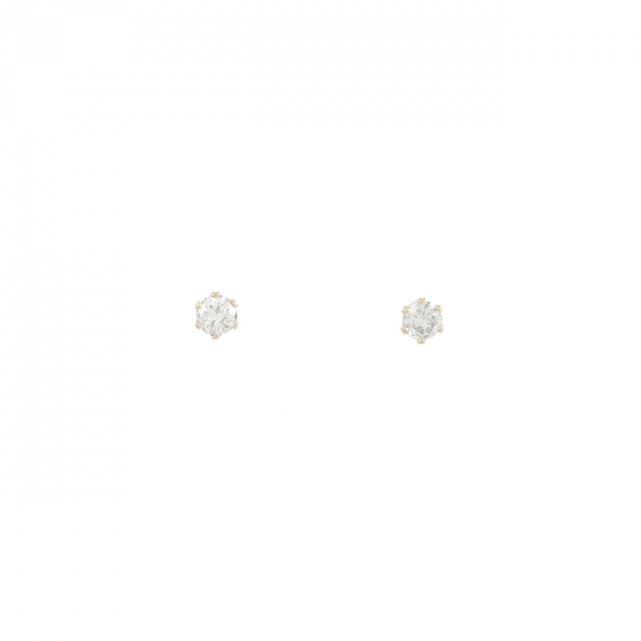 K18YG ソリティア ダイヤモンド ピアス 0.16CT