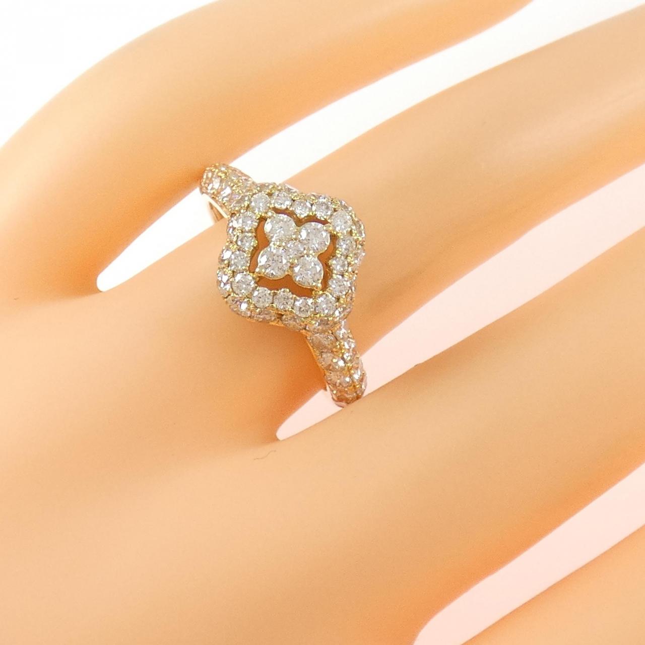 K18YG フラワー ダイヤモンド リング 2.00CT