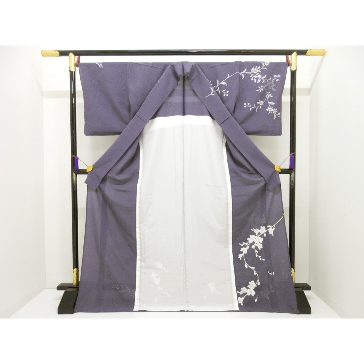 【未使用品】単衣　駒絽訪問着　銀彩友禅刺繍入り
