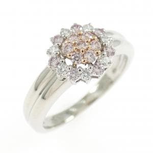 PT900/K18PG フラワー ダイヤモンド リング 0.20CT