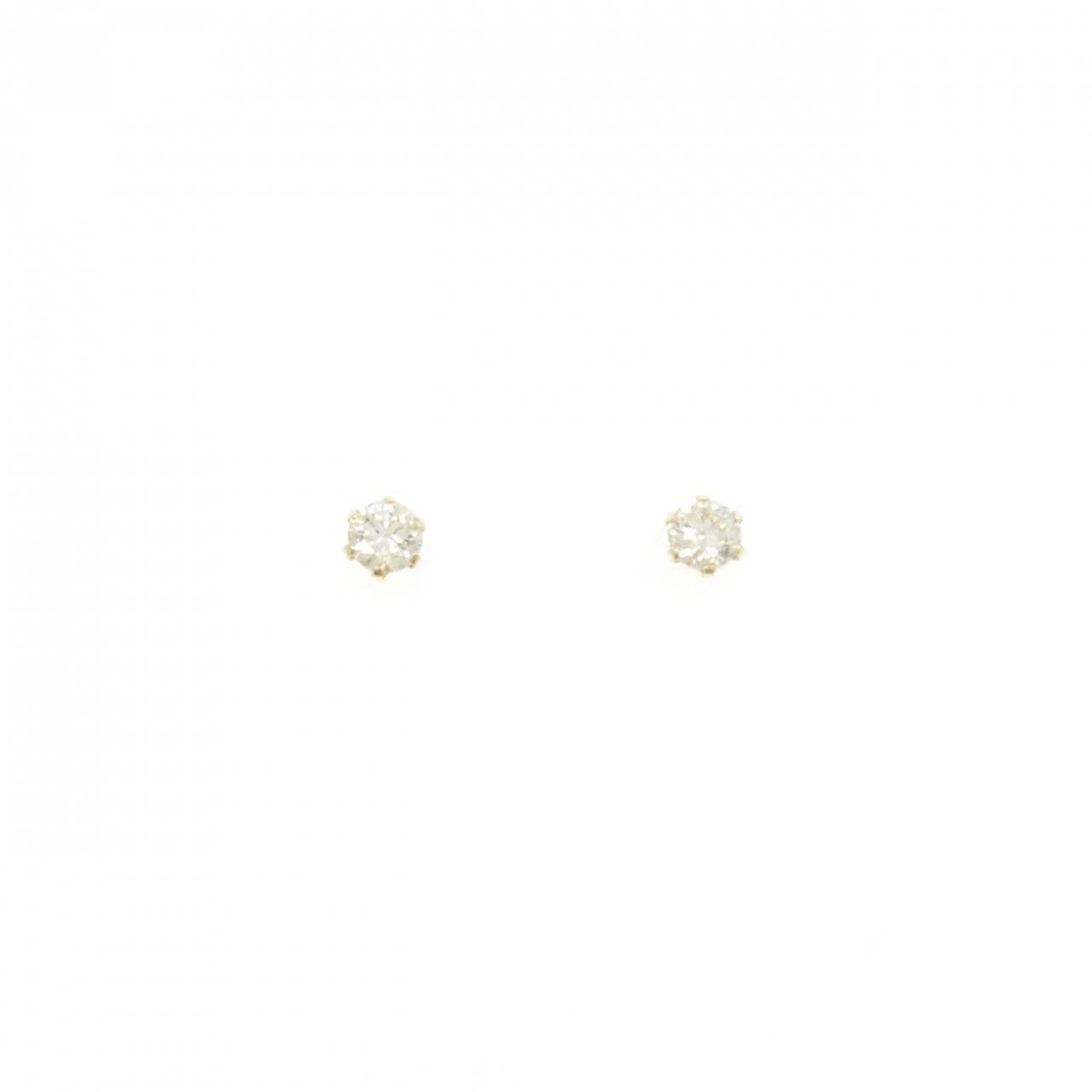 【新品】K18YG ソリティア ダイヤモンド ピアス 0.35CT