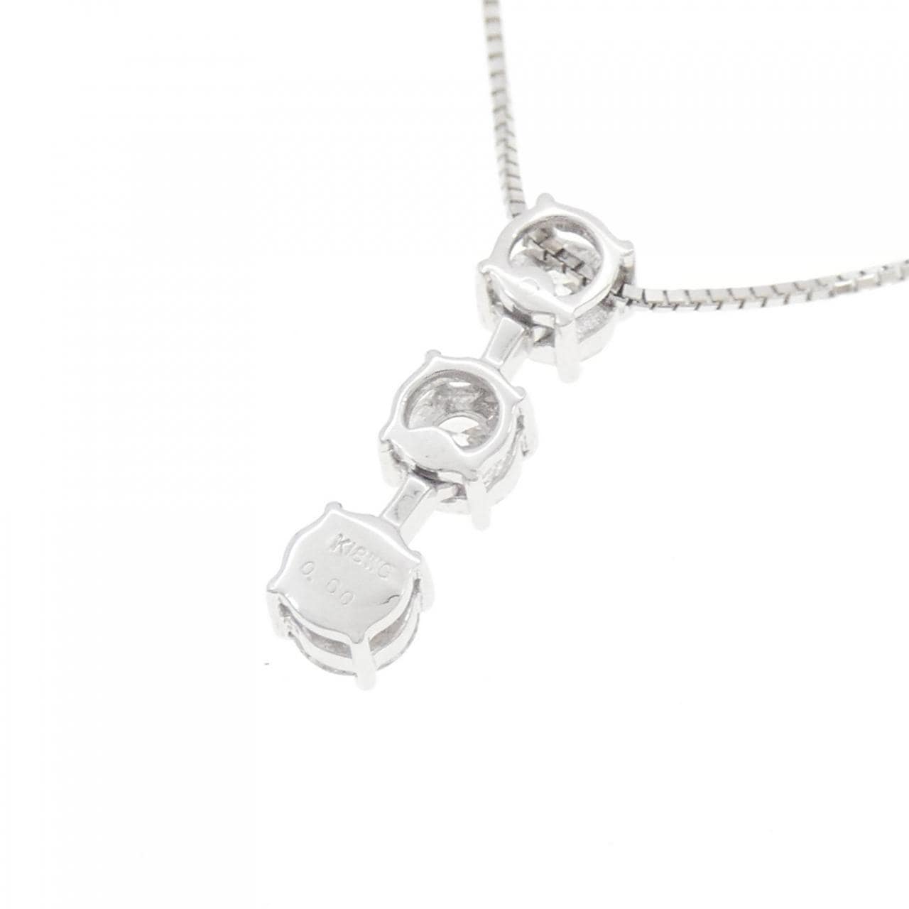 K18WG スリーストーン ダイヤモンド ネックレス 0.60CT