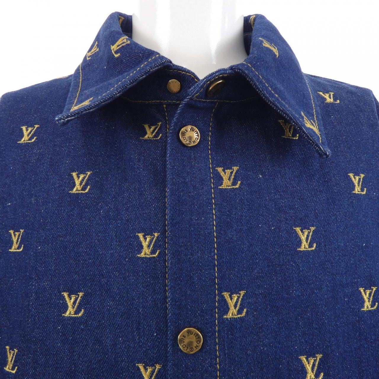 ルイヴィトン LOUIS VUITTON エンブロイダードシグネチャーショートスリーブデニムシャツ HQS90WJX1 S／Sシャツ