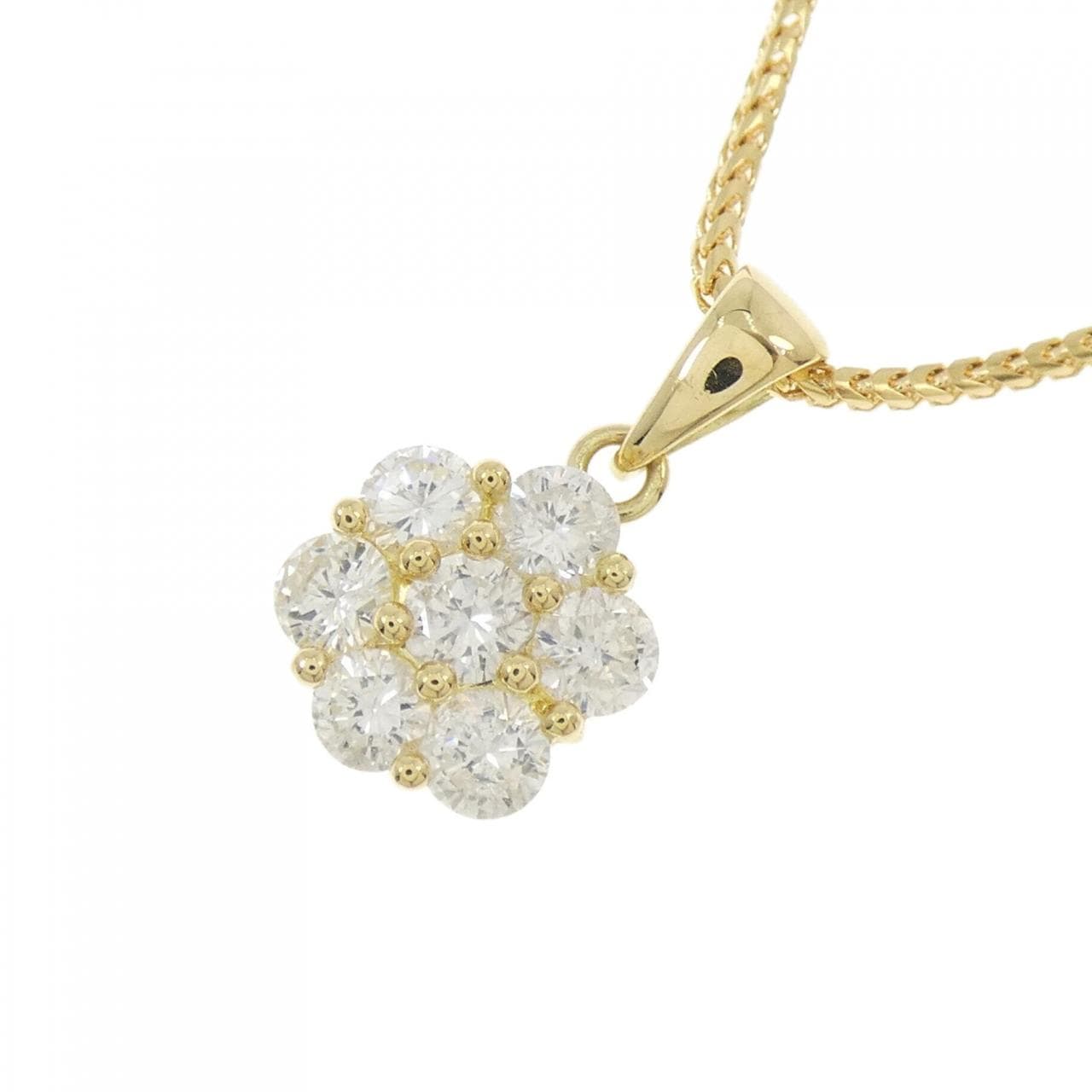 K18YG フラワー ダイヤモンド ネックレス 1.00CT