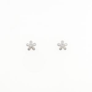 K18WG フラワー ダイヤモンド ピアス 0.02CT