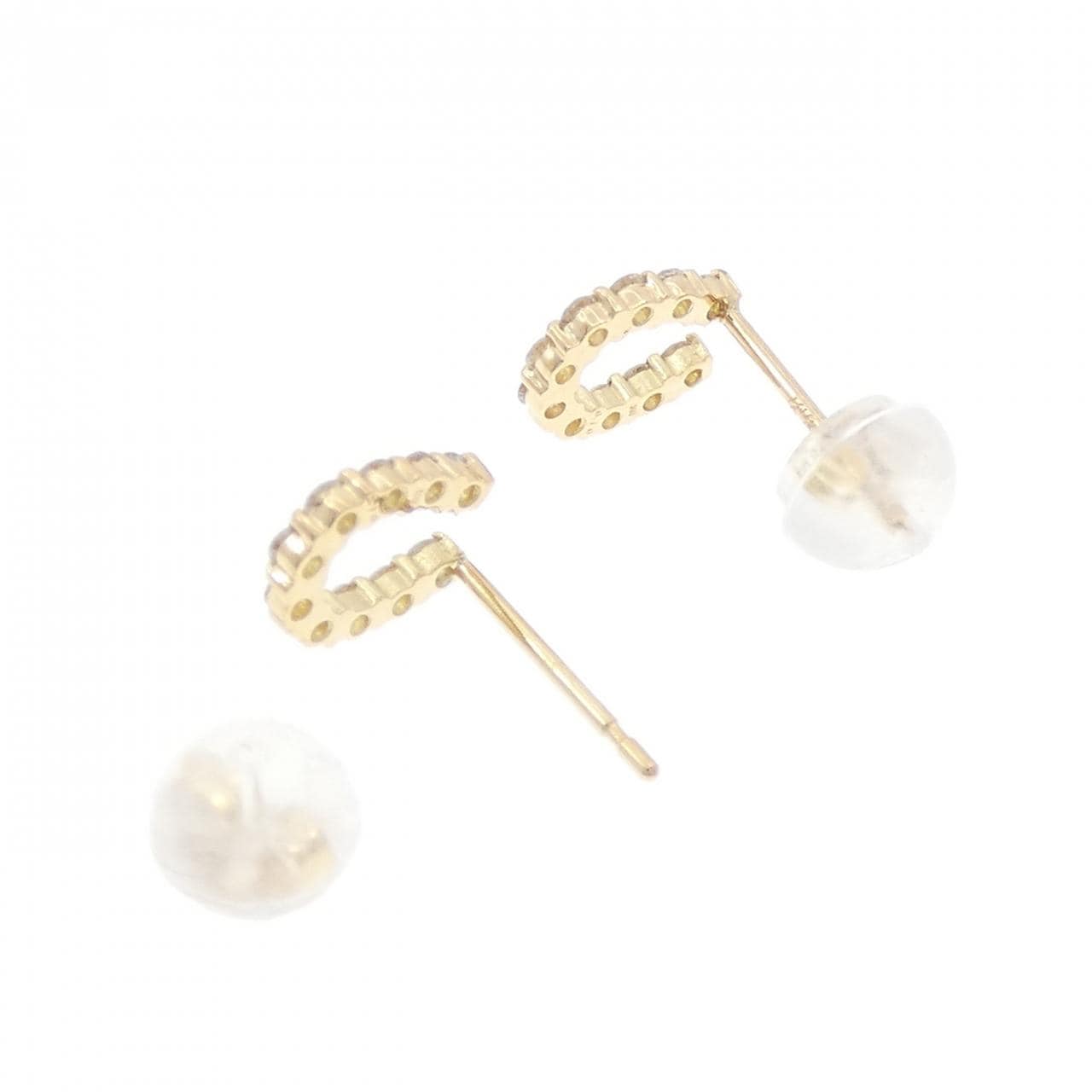 【新品】K18YG ホースシュー ダイヤモンド ピアス 0.20CT