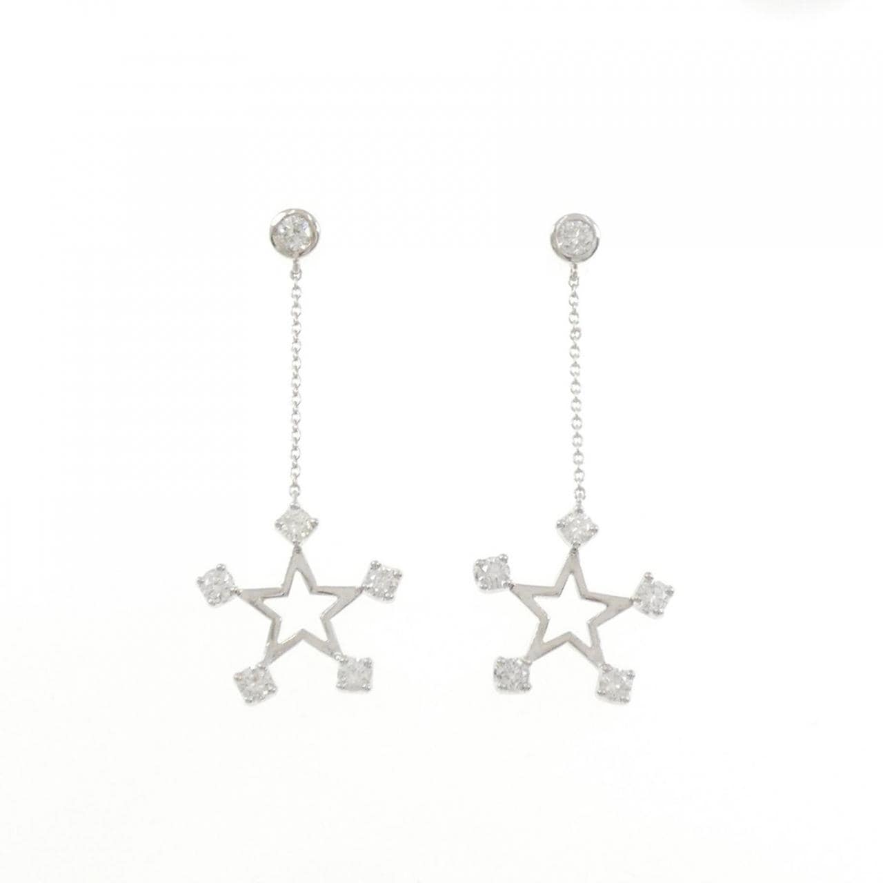 K18WG スター ダイヤモンド ピアス 0.80CT