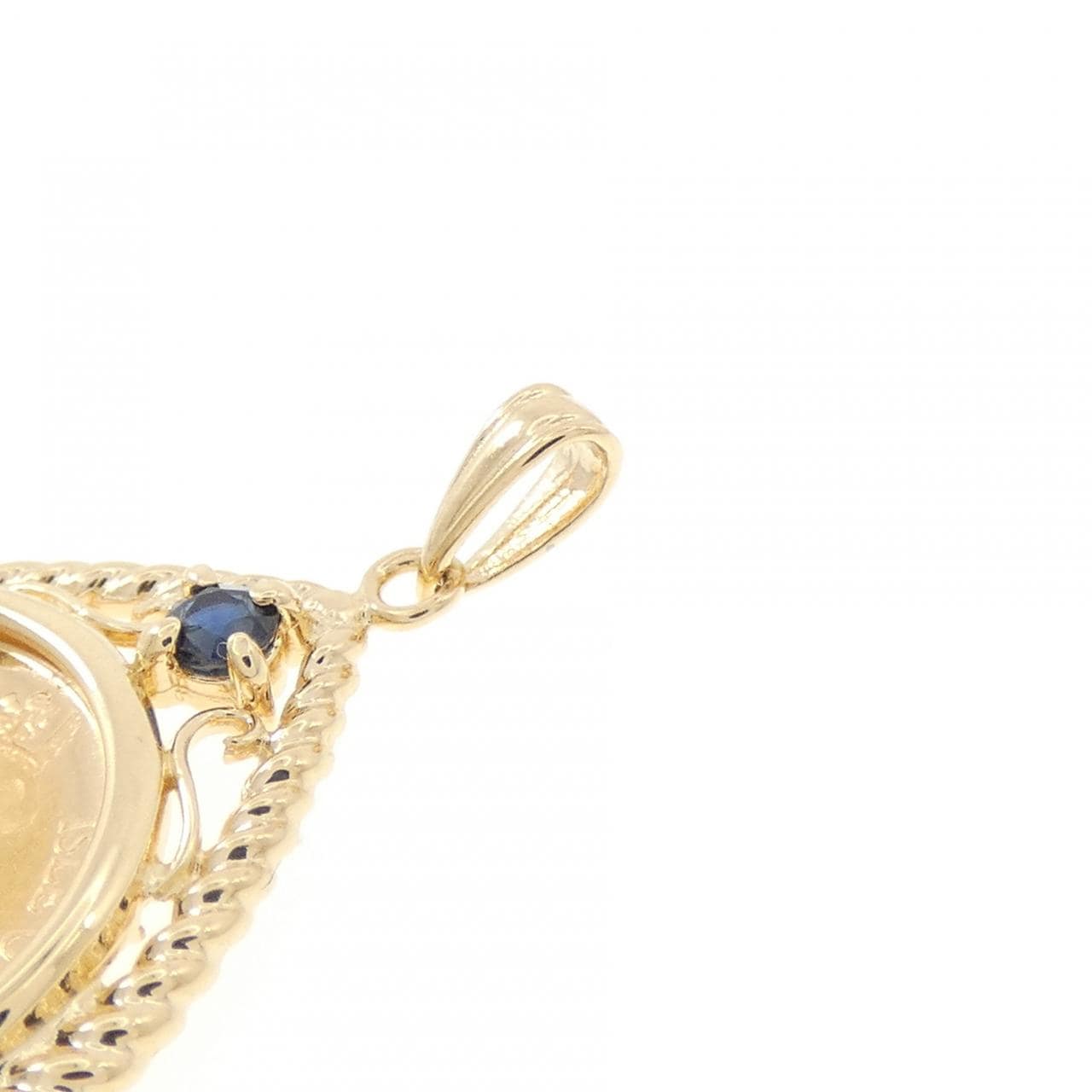 K18YG(枠) サファイヤ コイン ペンダント