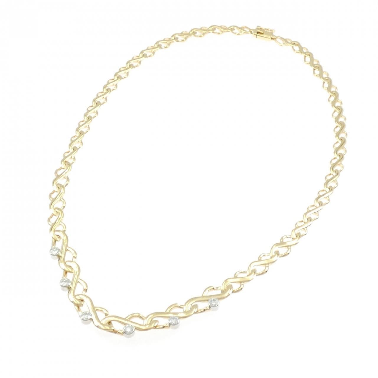 K18YG/PT850 ダイヤモンド ネックレス 1.10CT