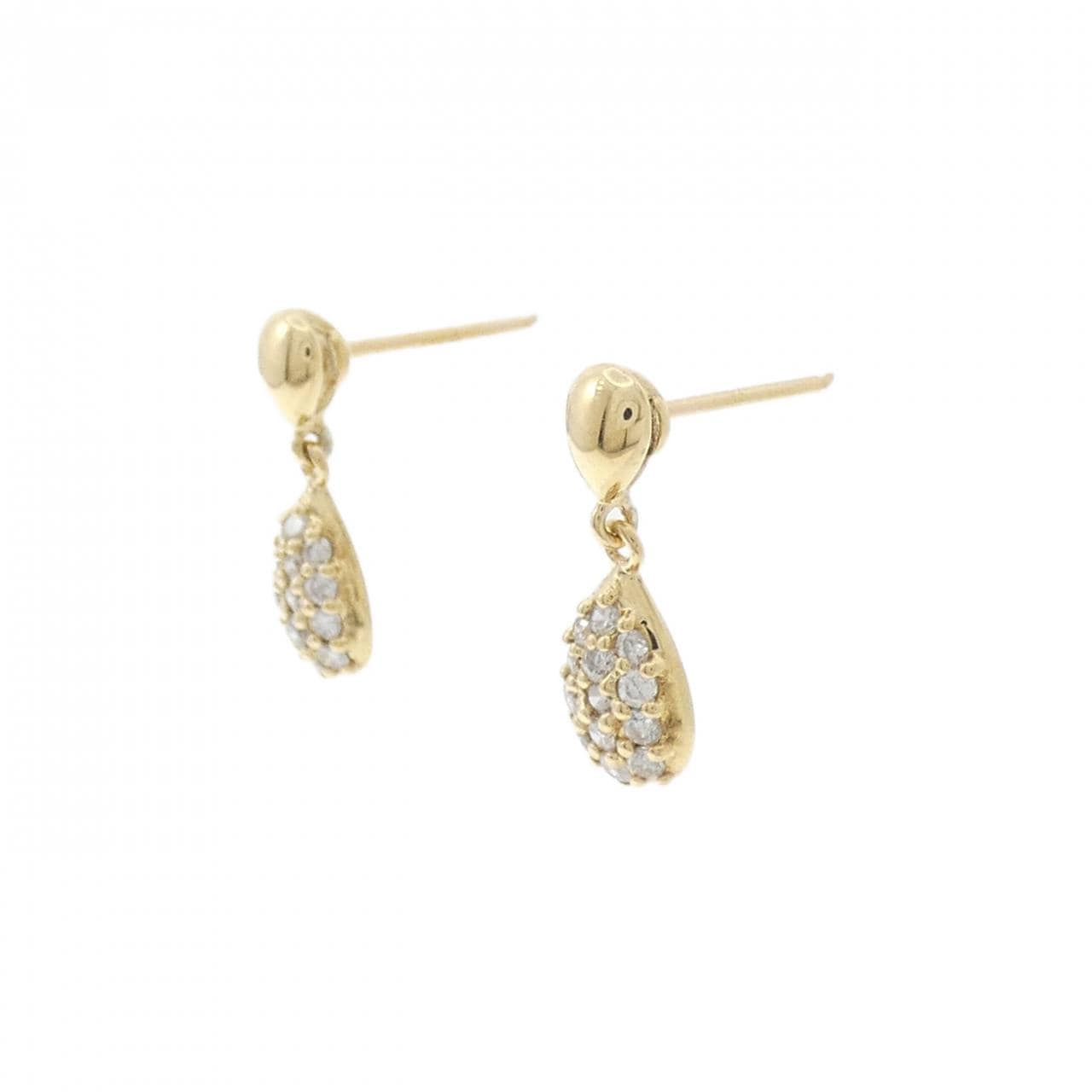 K18YG パヴェ ダイヤモンド ピアス 0.30CT