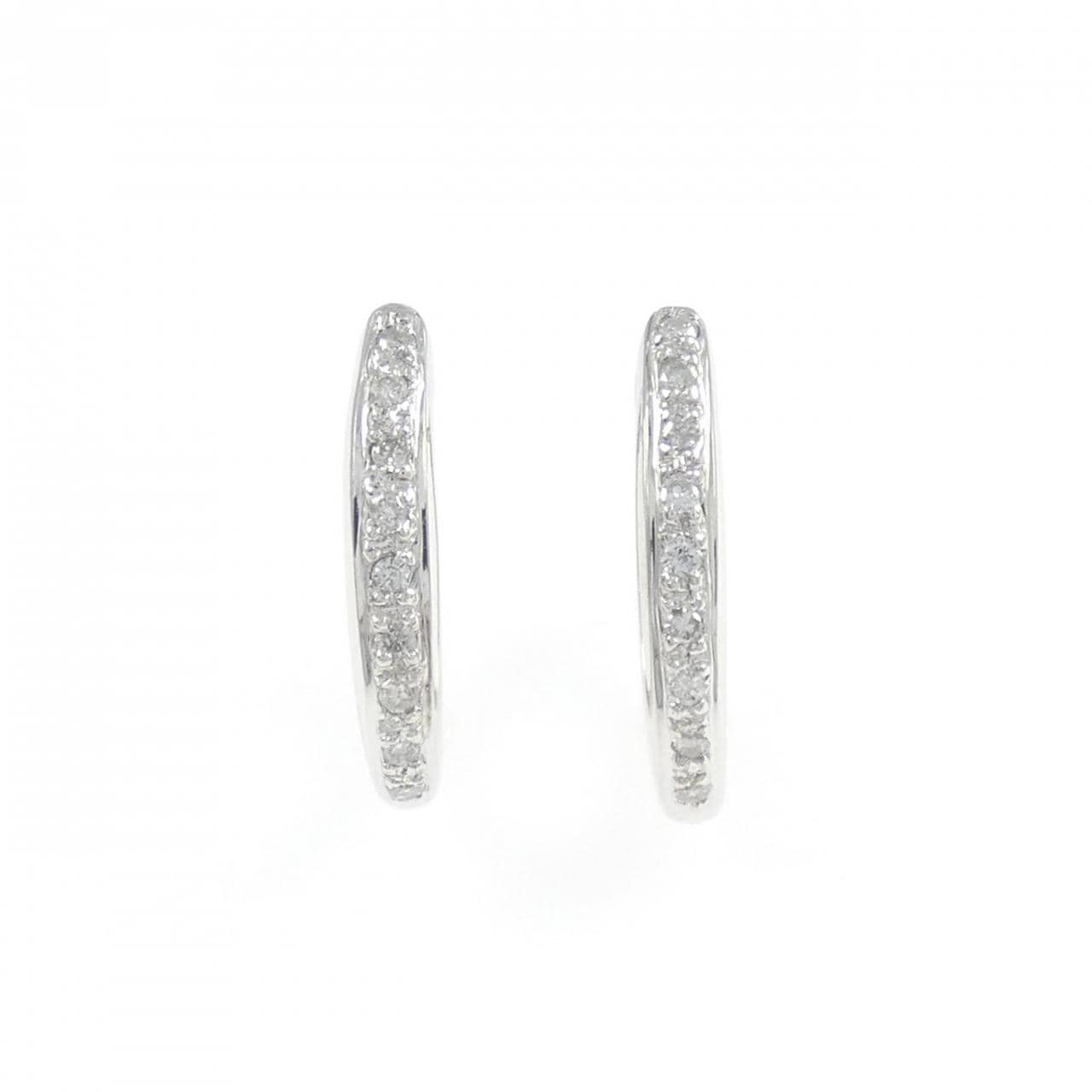 18KWG ダイヤモンド フープ ピアス