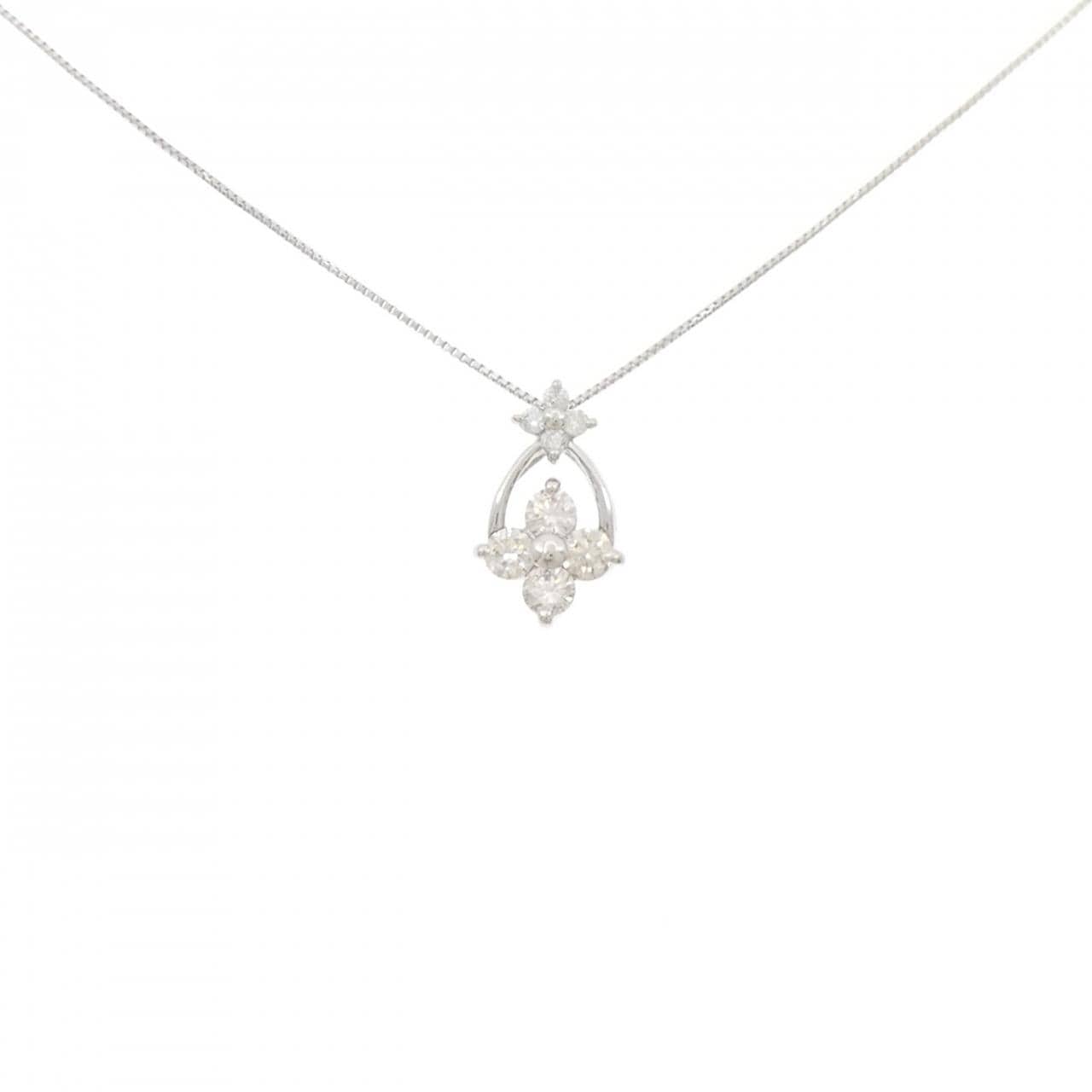 PT900/PT850 フラワー ダイヤモンド ネックレス 0.50CT