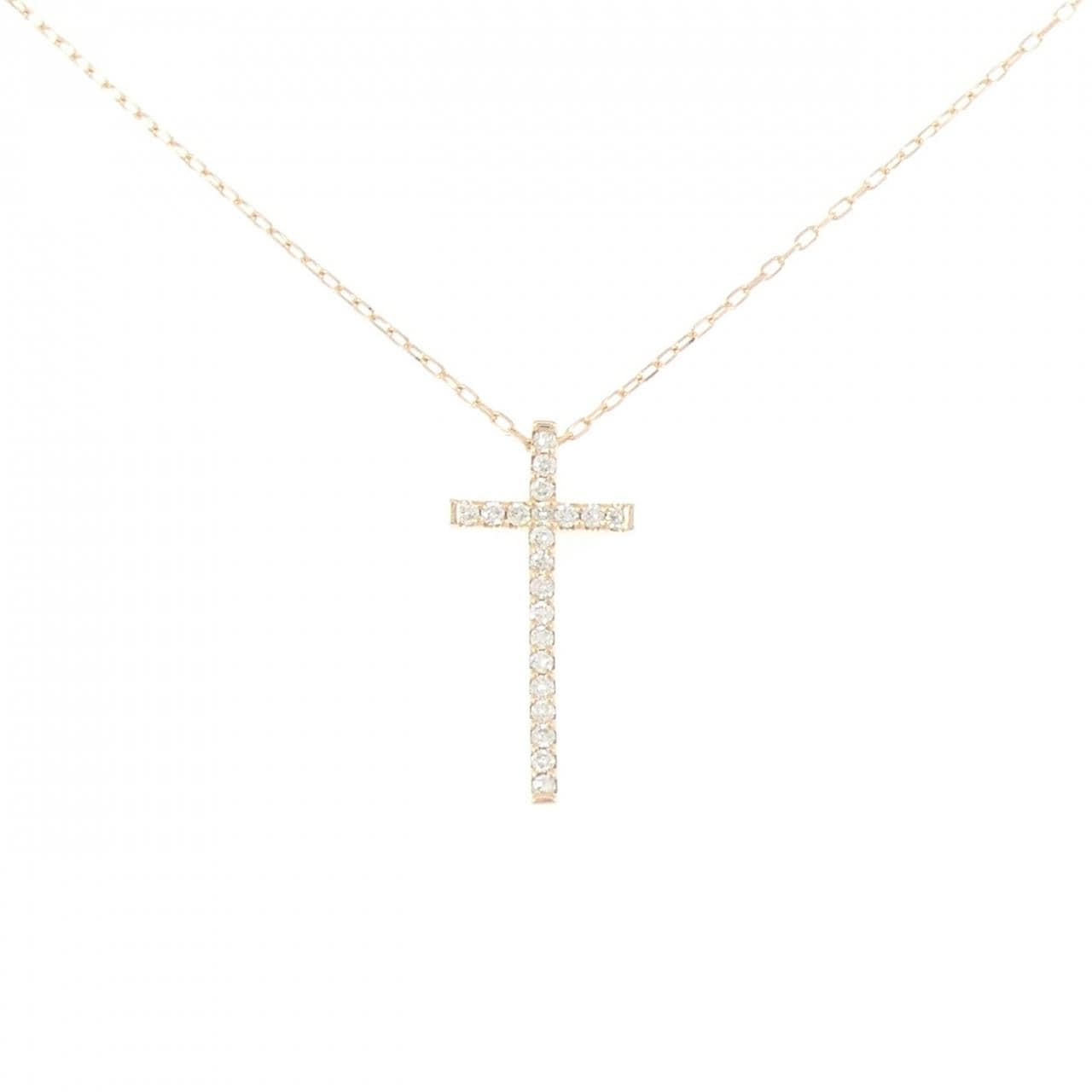 K18PG クロス ダイヤモンド ネックレス 0.20CT