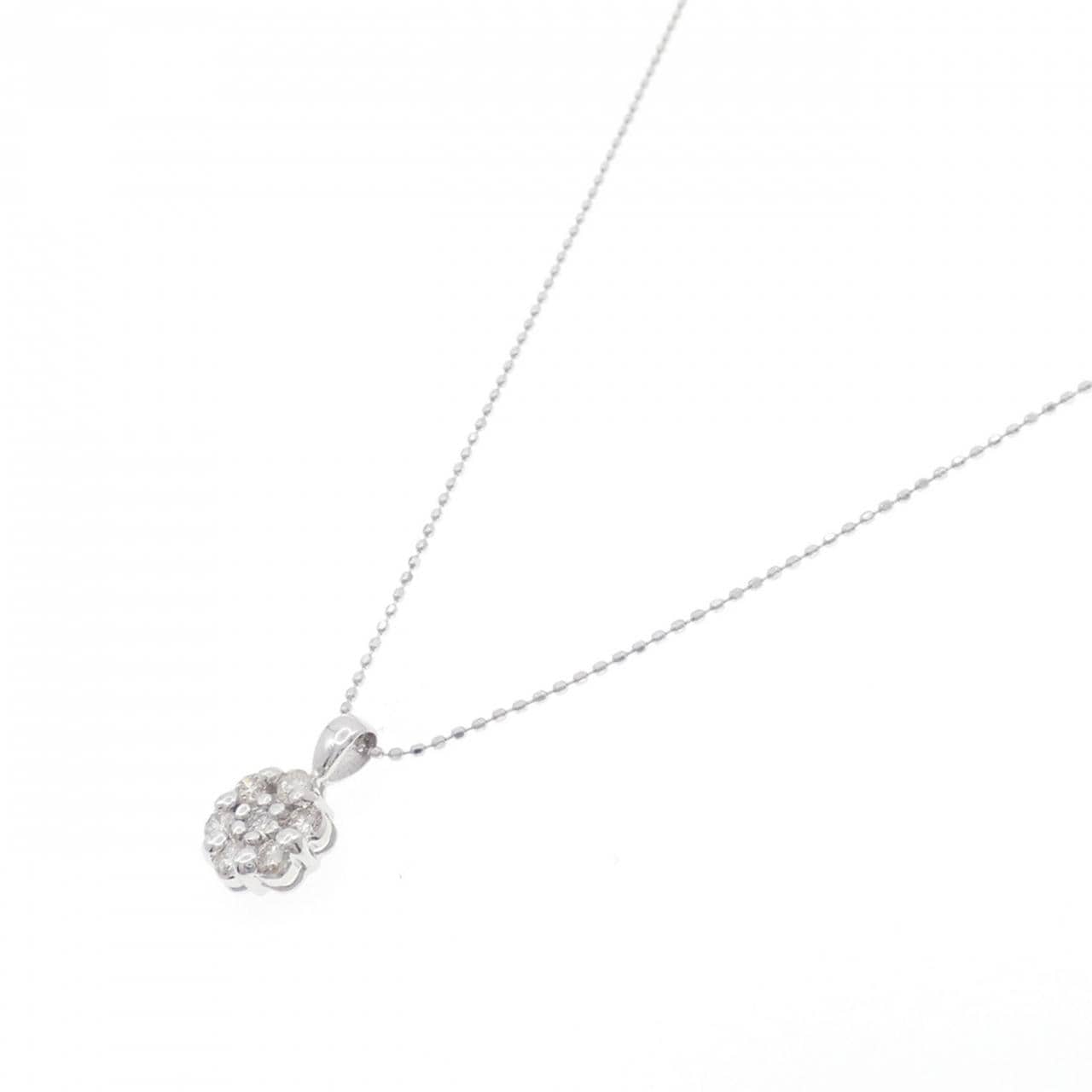 K18WG フラワー ダイヤモンド ネックレス 0.30CT