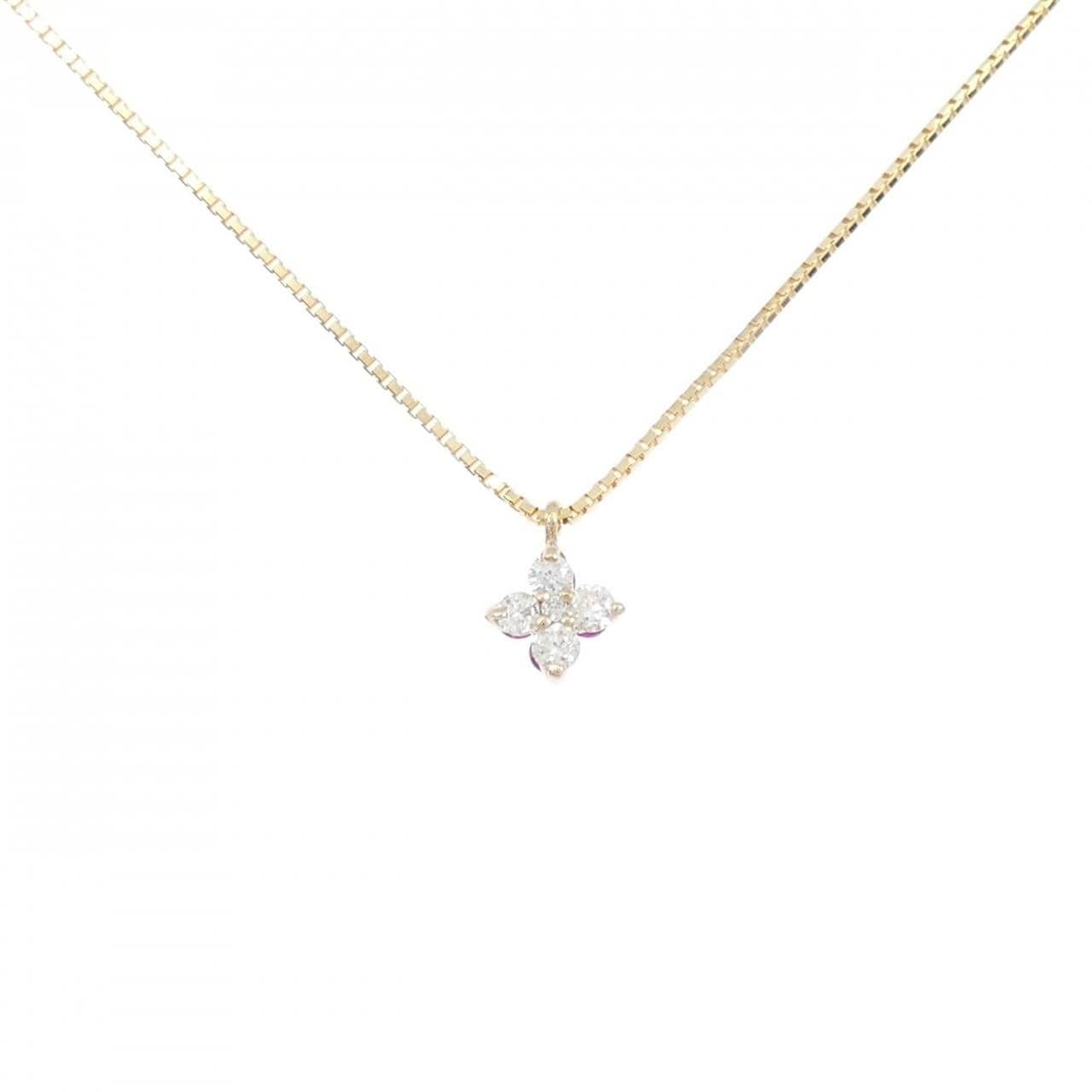 K18YG フラワー ルビー ネックレス