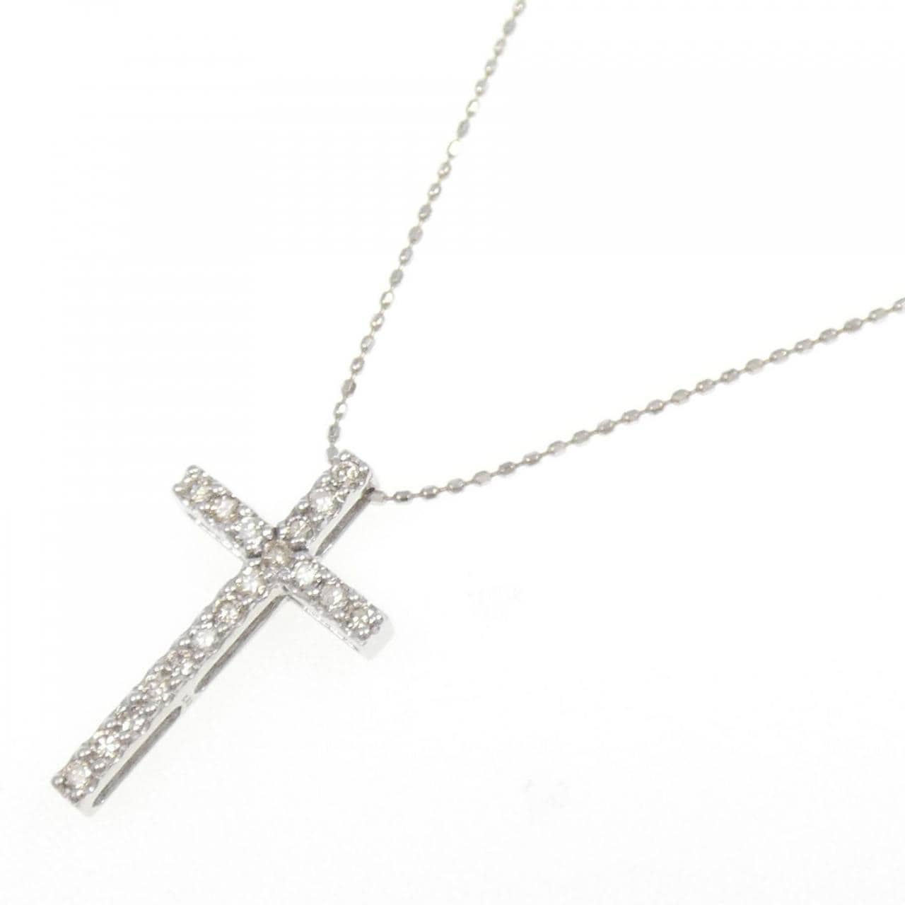 K18WG/750WG cross Diamond necklace 0.30CT