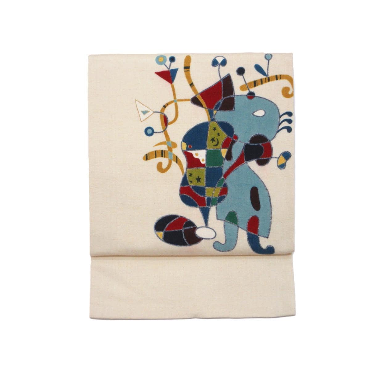 名古屋帯　紬織　友禅加工