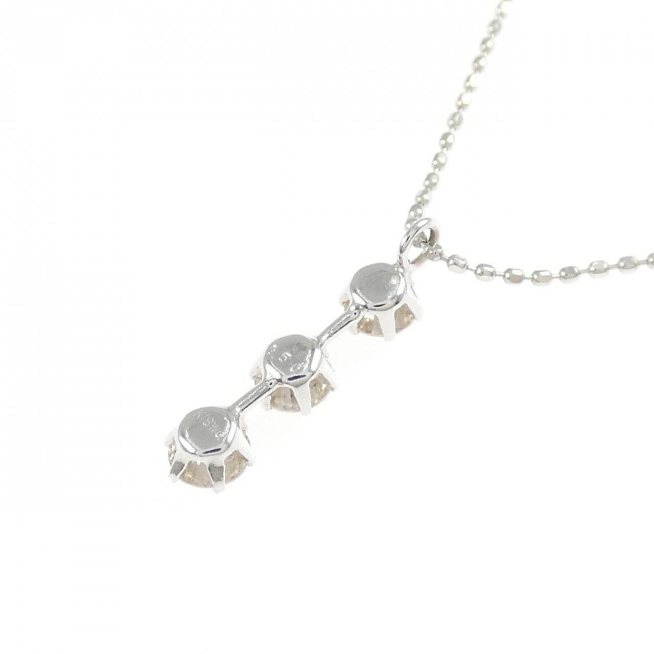 K18WG スリーストーン ダイヤモンド ネックレス 0.50CT