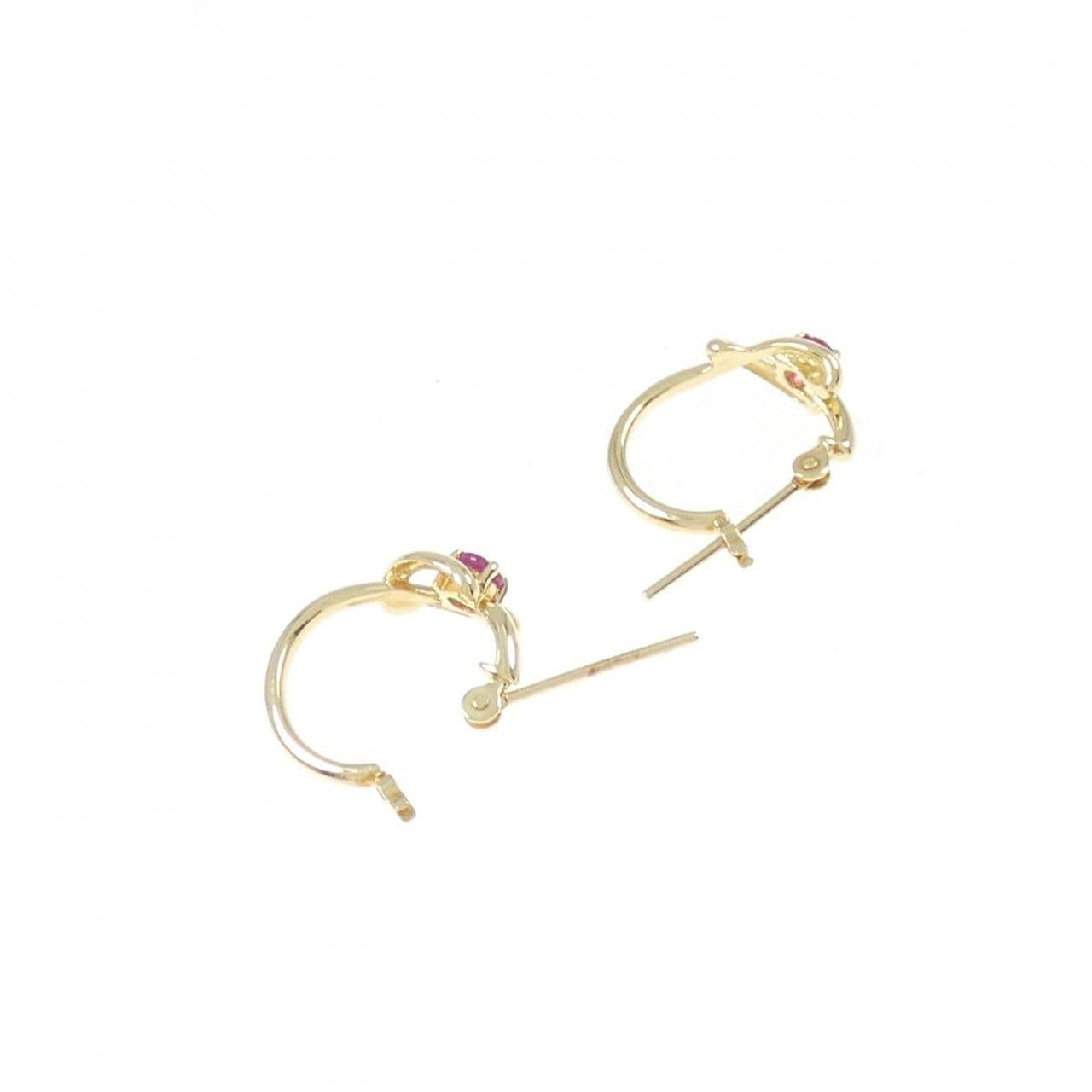 K18YG ruby earrings