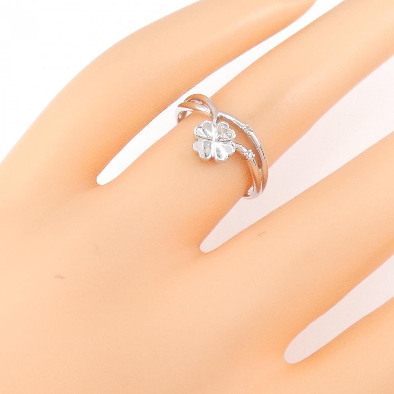 K18WG クローバー ダイヤモンド リング 0.03CT