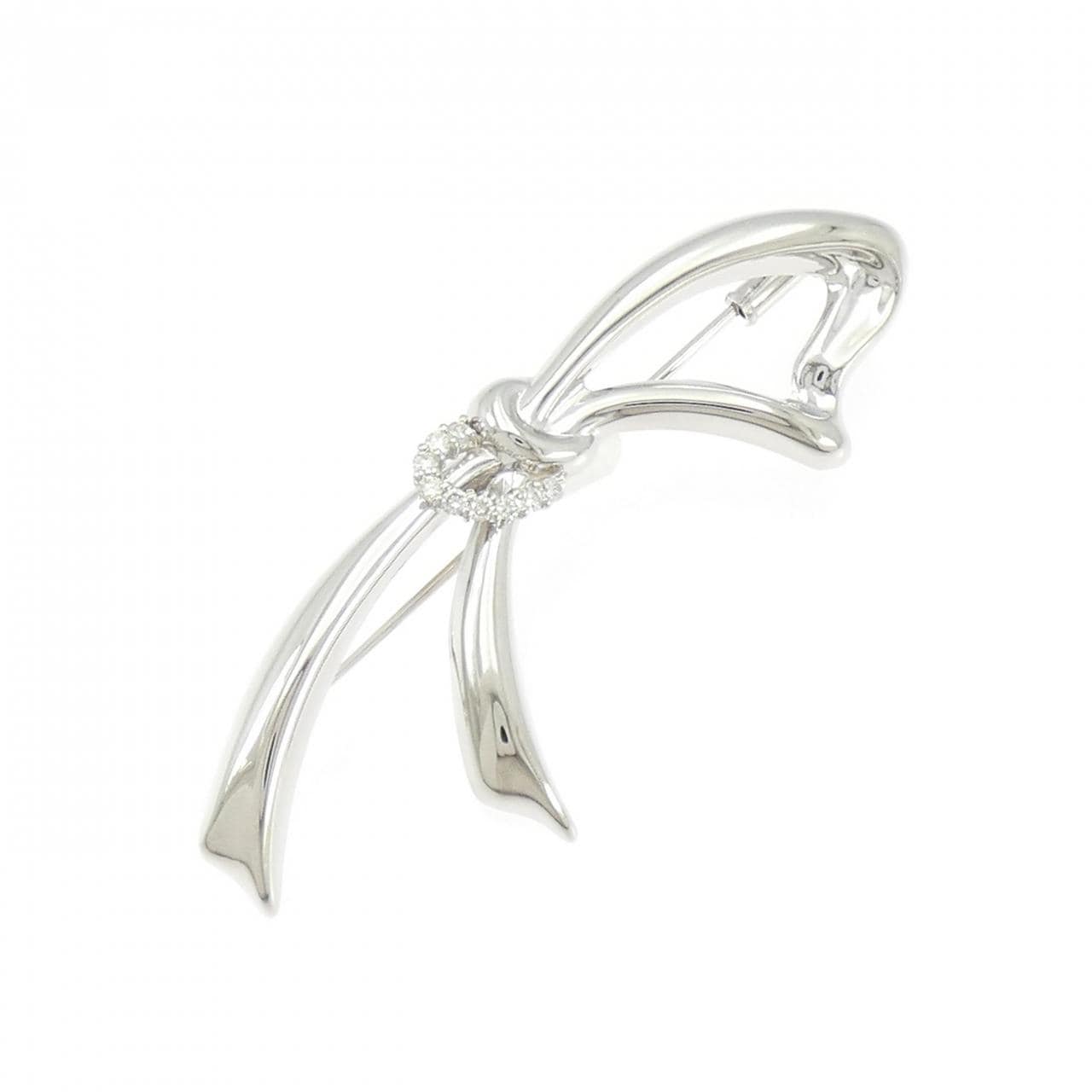 PT900/K14WG ダイヤモンド ブローチ 0.12CT