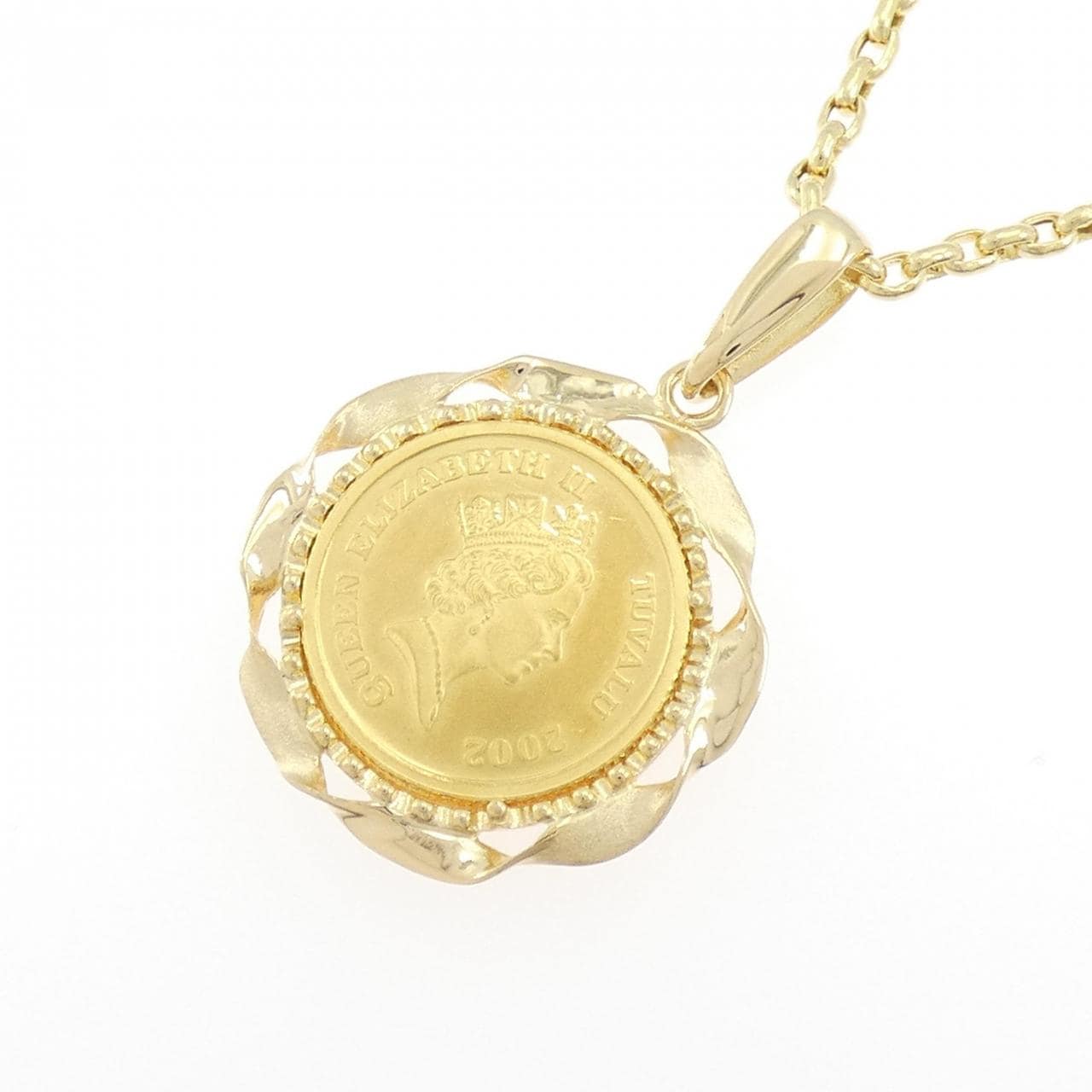 K18YG/750YG (框) 硬幣項鏈