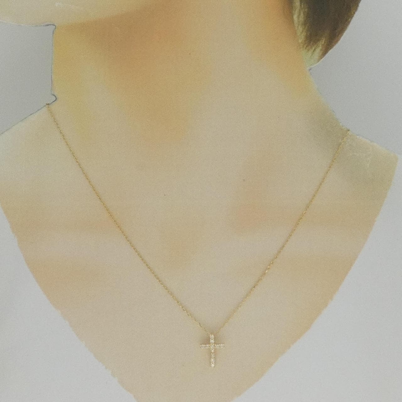 K18YG クロス ダイヤモンド ネックレス 0.17CT