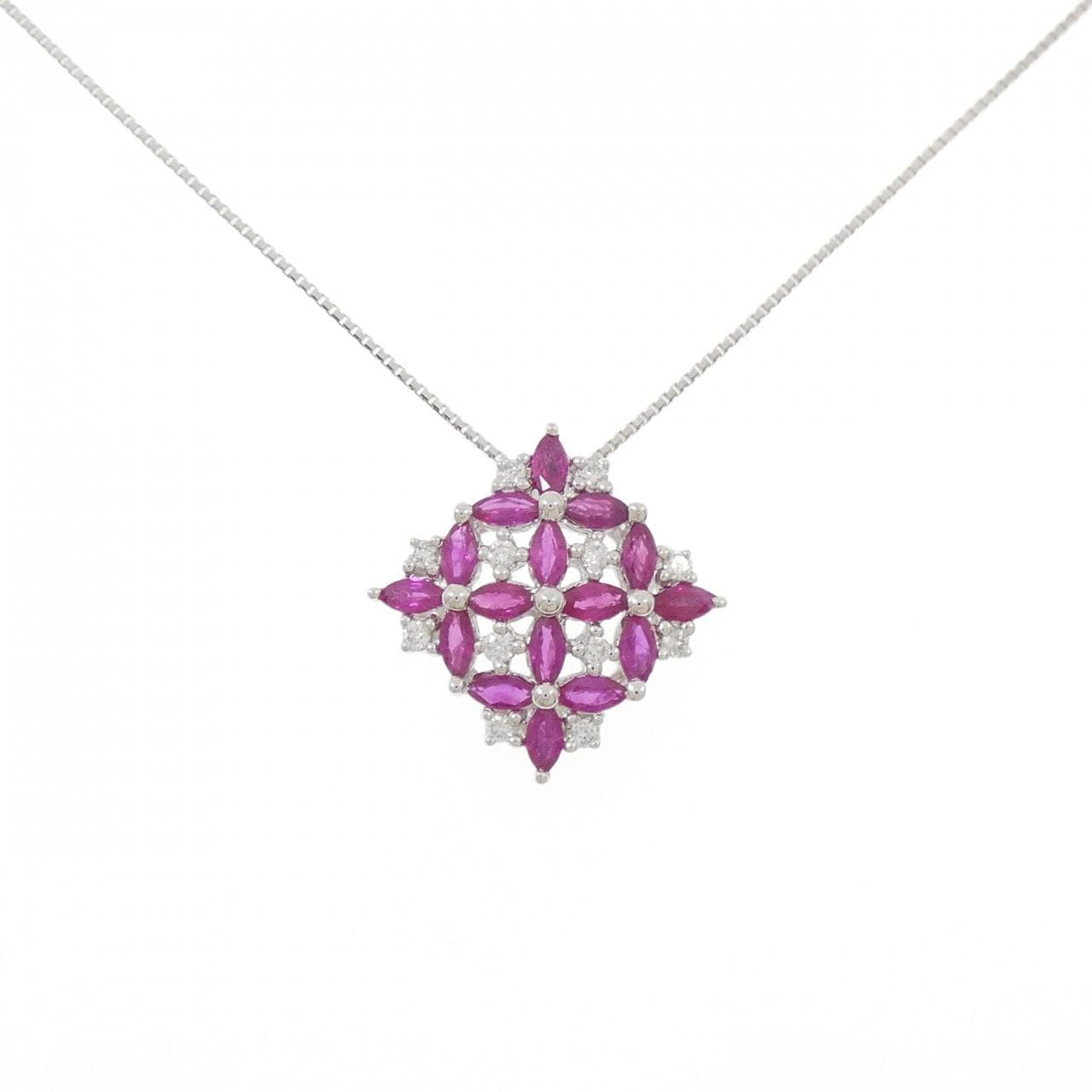 K18WG ルビー ネックレス 1.50CT