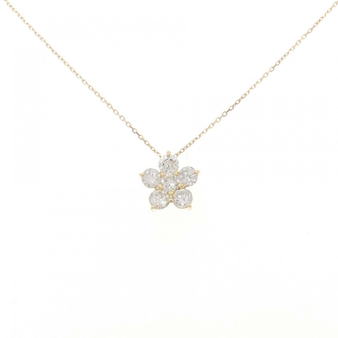 K18YG フラワー ダイヤモンド ネックレス 1.02CT