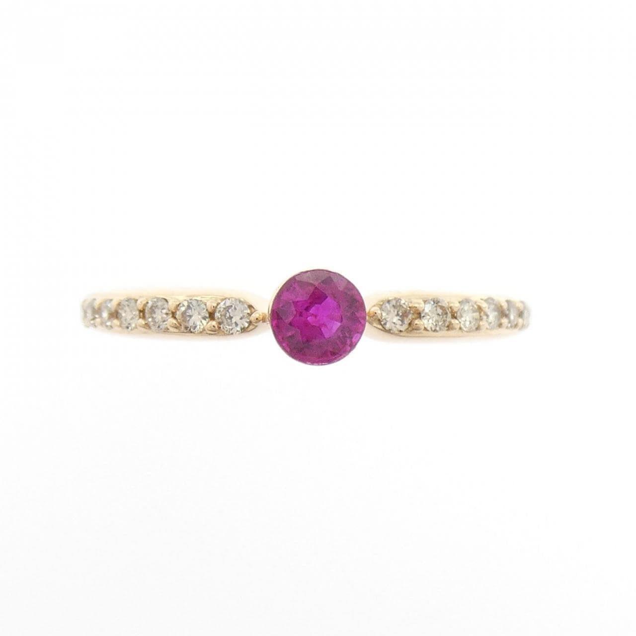 K18PG ルビー リング 0.22CT