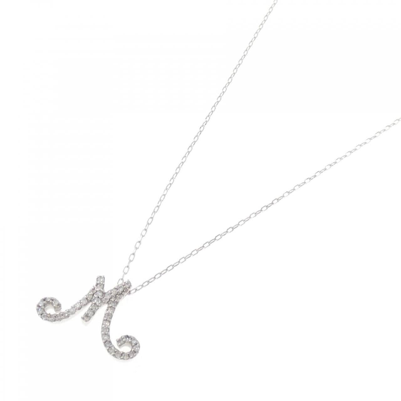 K18WG イニシャルM ダイヤモンド ネックレス 0.26CT