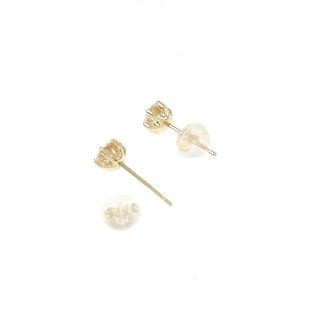 K18YG solitaire diamond Pierced earring 0.75CT