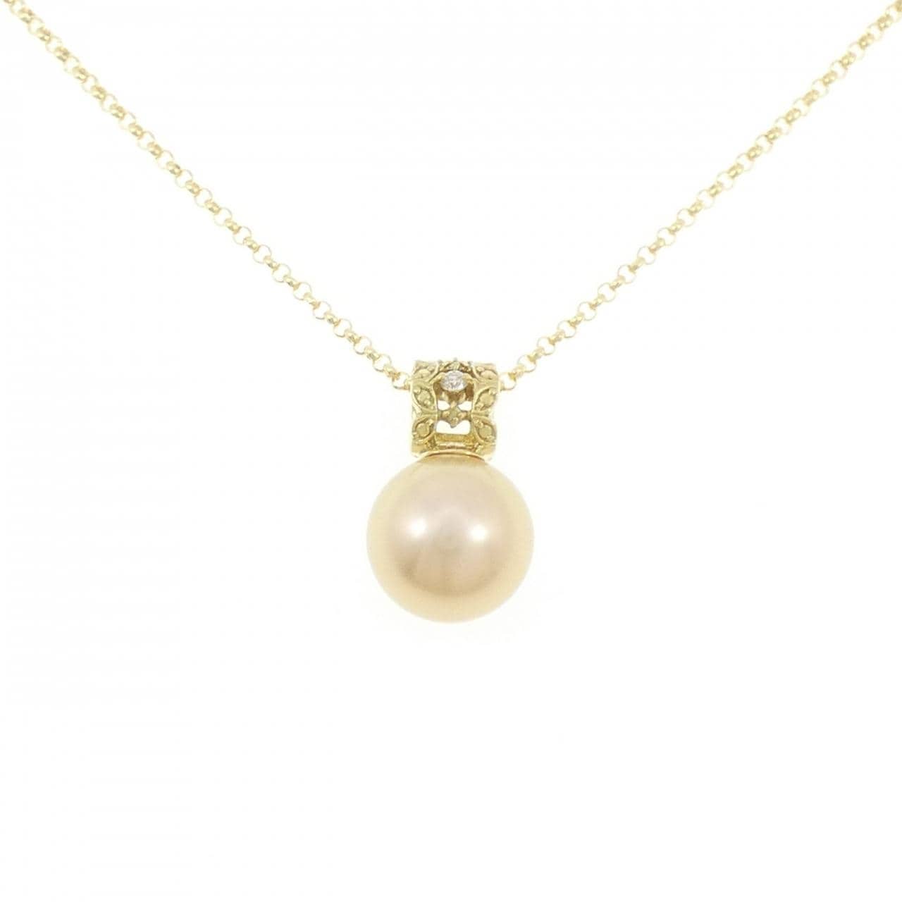 K18YG 白蝶パール ネックレス 10.9mm