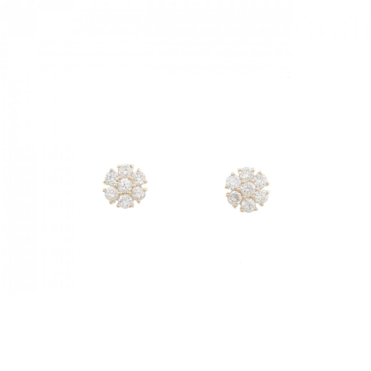 【リメイク】K10YG フラワー ダイヤモンド ピアス 0.30CT