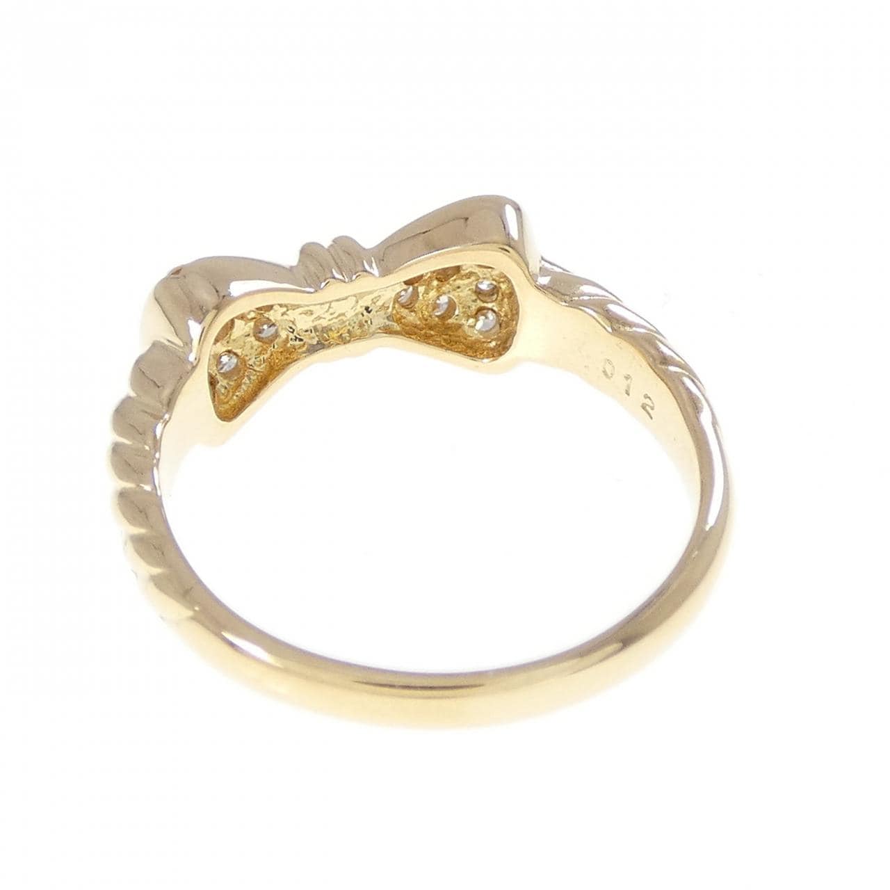 K18YG リボン ダイヤモンド リング 0.12CT