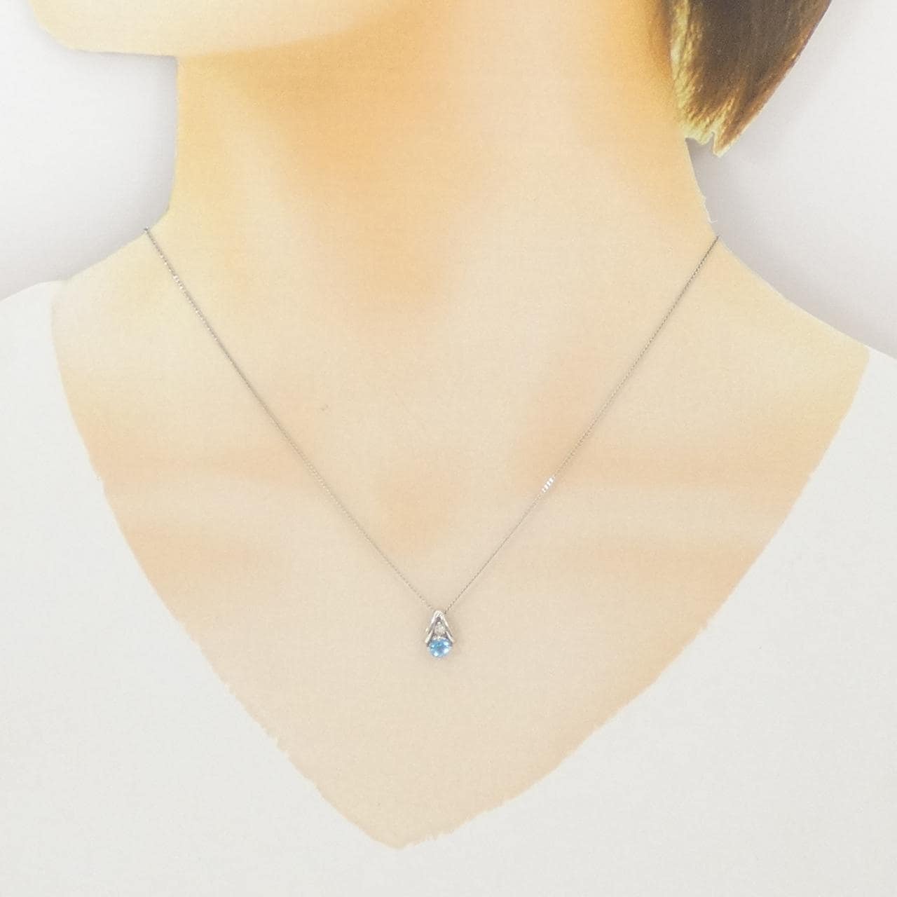 PT900/PT850 ブルートパーズ ネックレス 0.31CT