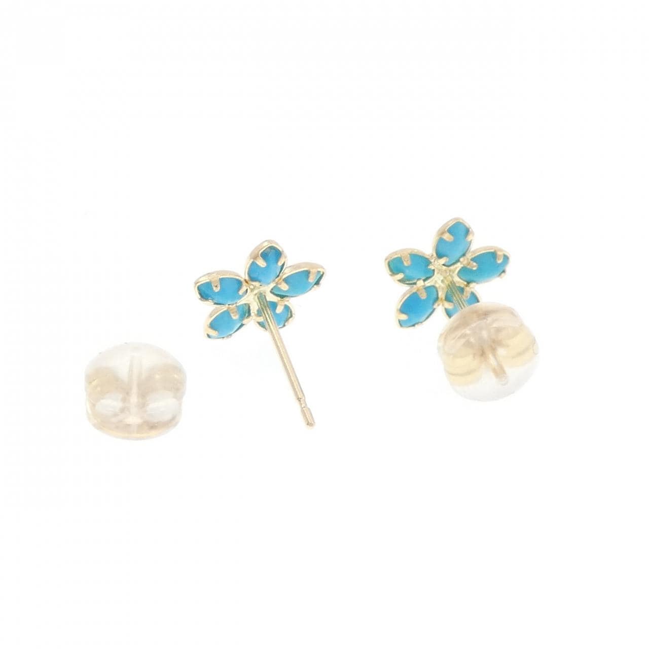 [新品] K18YG 花朵绿松石耳环