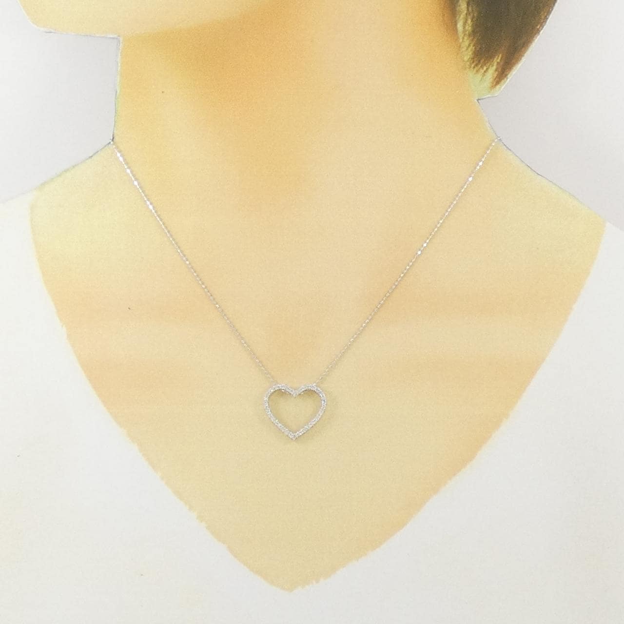 K18WG ハート ダイヤモンド ネックレス 0.30CT