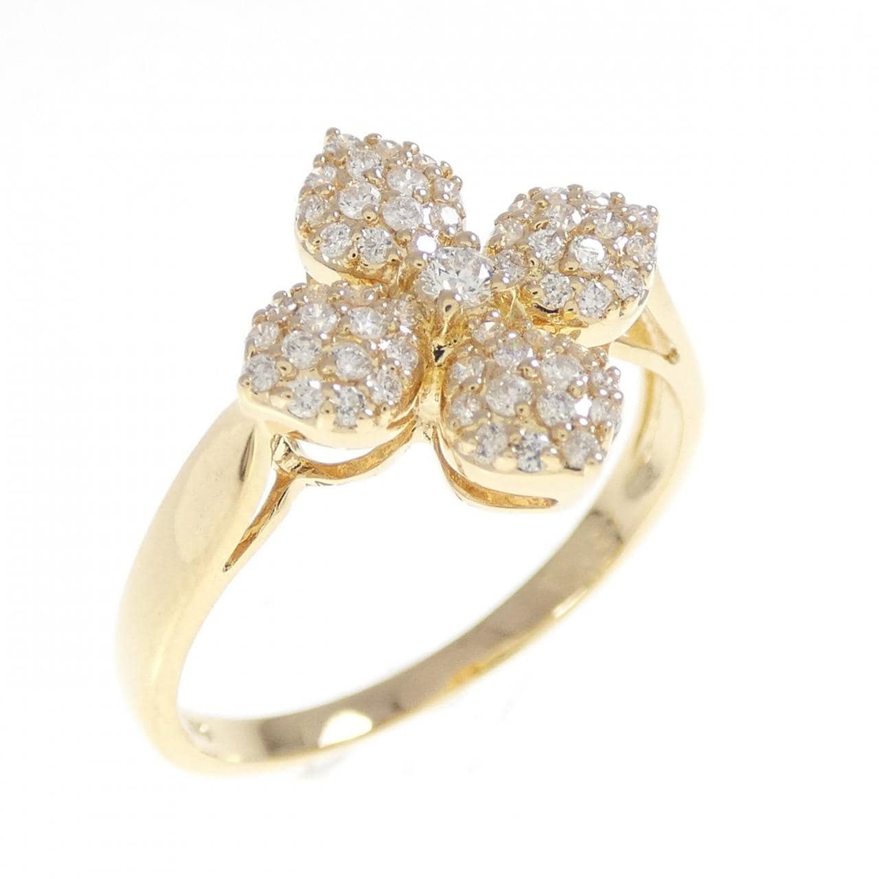 K18YG フラワー ダイヤモンド リング 0.27CT