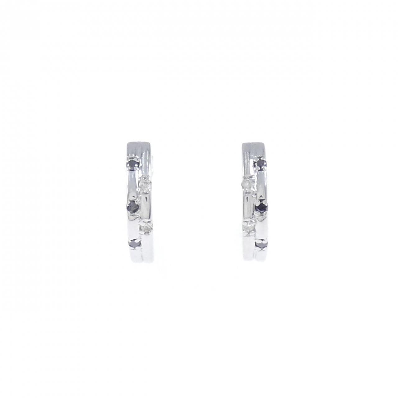 K18WG Diamond Hoop Earrings 0.06CT