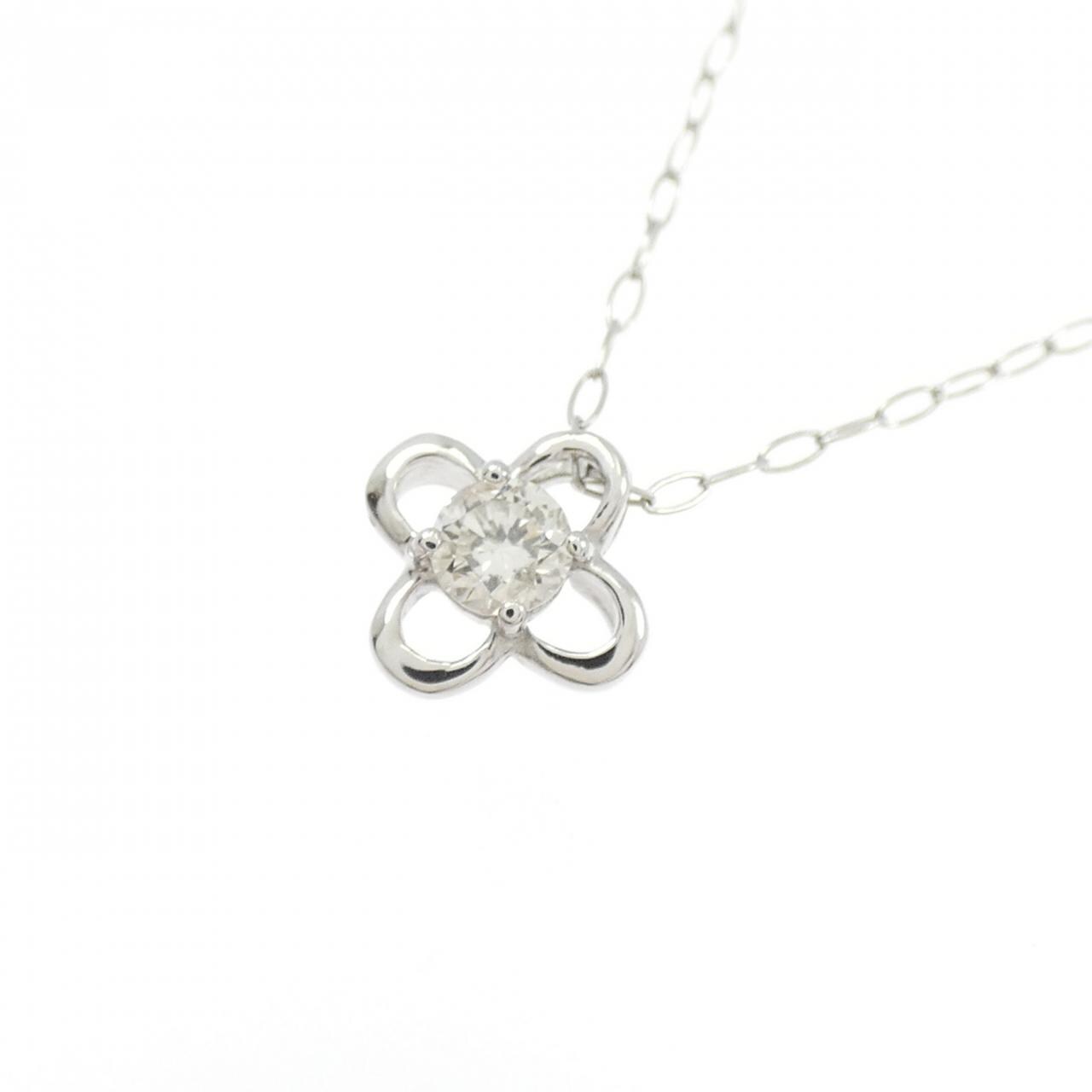 PT900/PT850 フラワー ダイヤモンド ネックレス 0.08CT