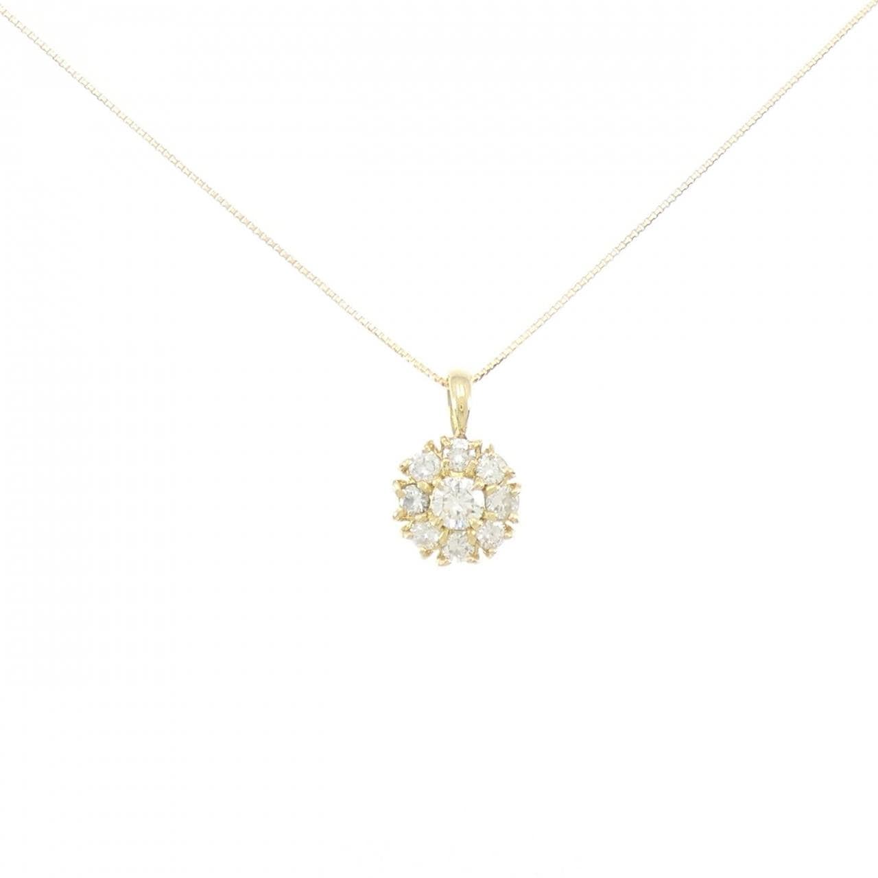 K18YG Flower Diamond Necklace 0.66CT