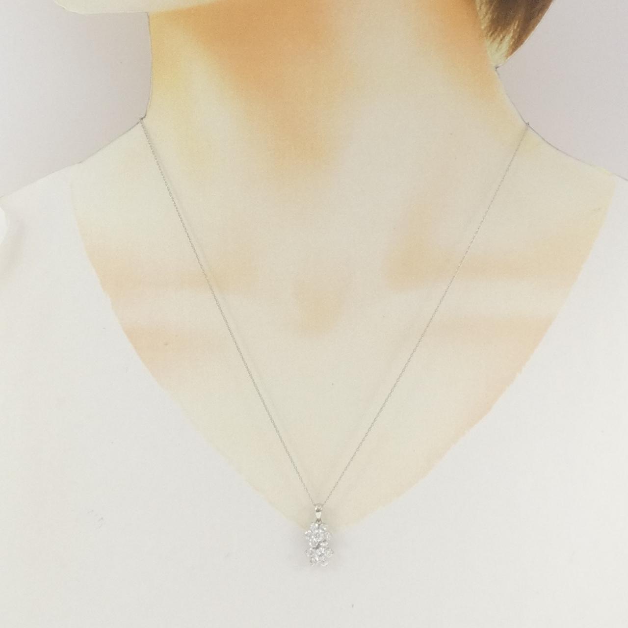 PT900/PT850 フラワー ダイヤモンド ネックレス 0.93CT