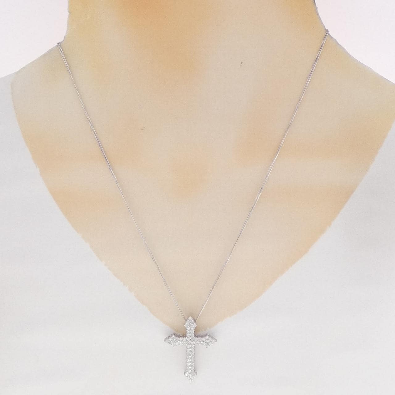K14WG クロス ダイヤモンド ネックレス 1.00CT