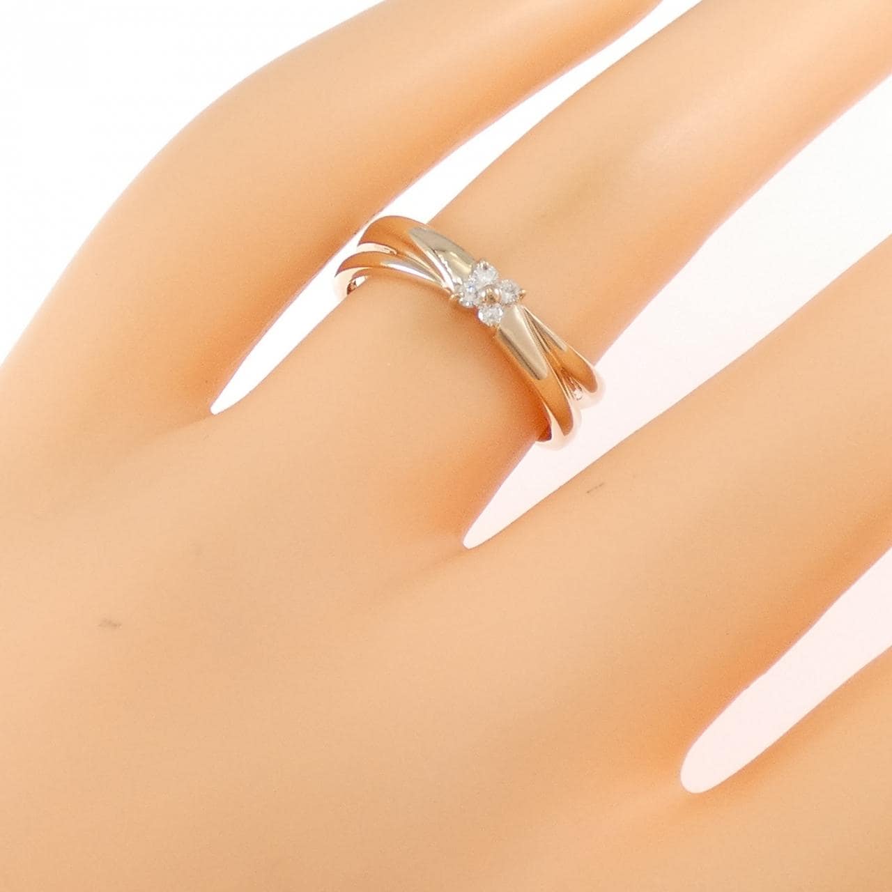 K18PG フラワー ダイヤモンド リング 0.06CT