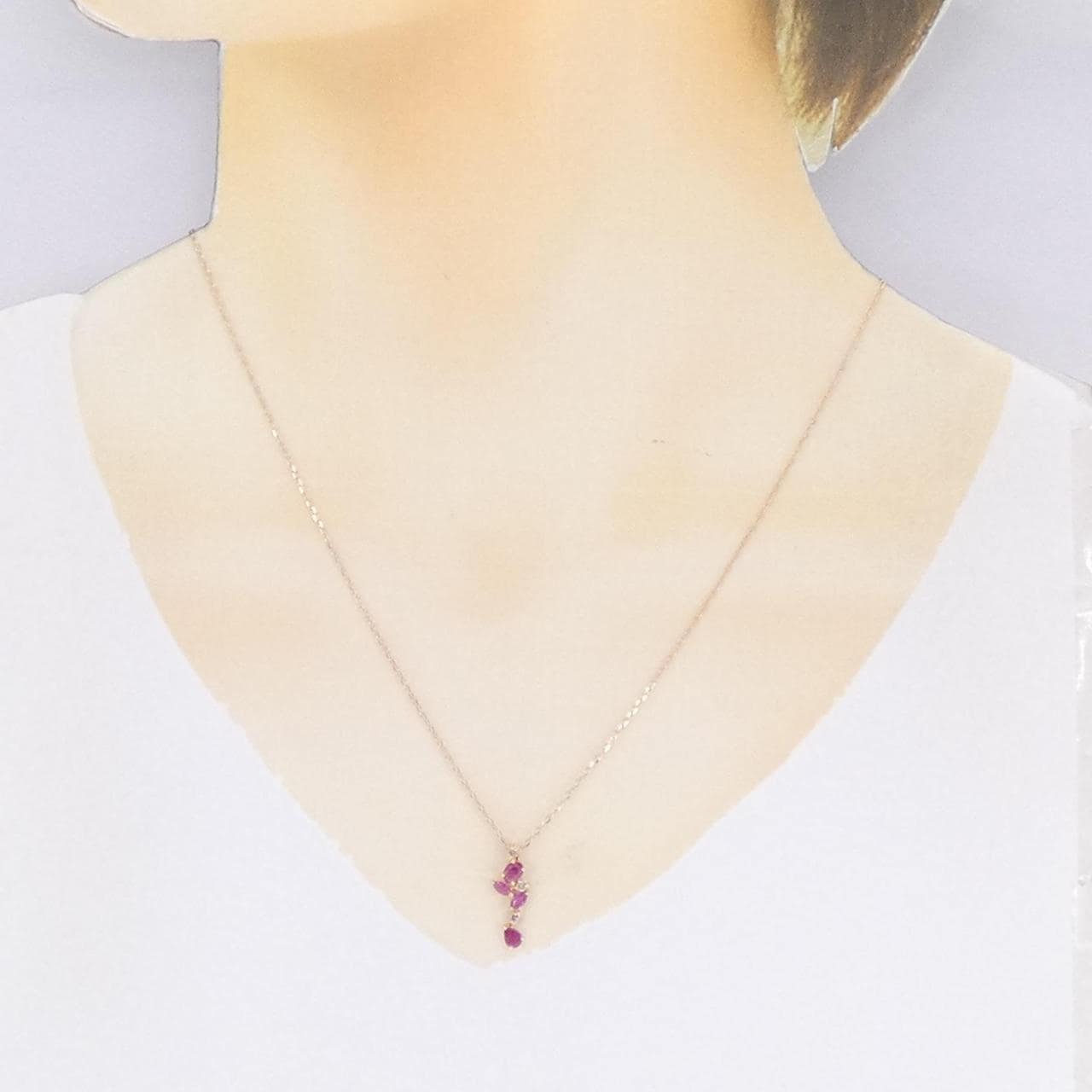 K18PG Ruby Necklace 0.40CT