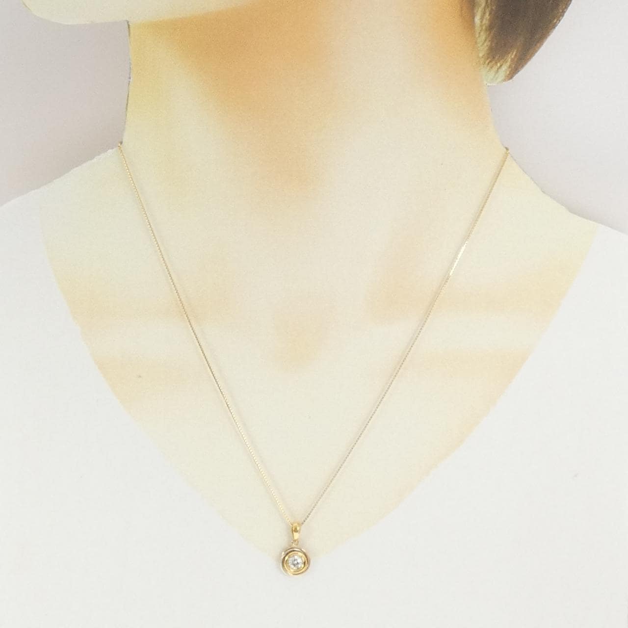 K18YG/PT900/K18PG ダイヤモンド ネックレス 0.30CT