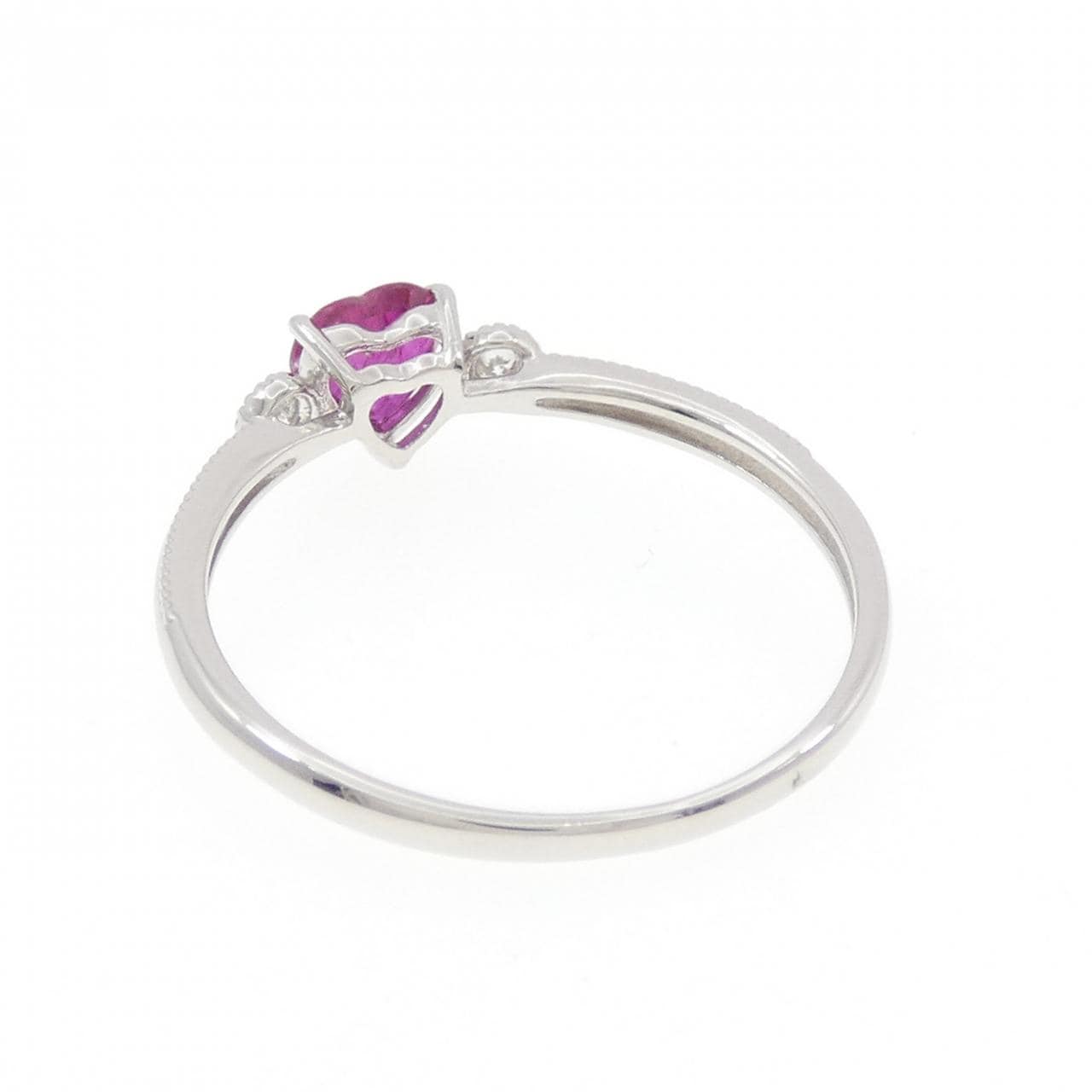 PT900 ハート ルビー リング 0.45CT
